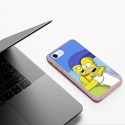 Чехол iPhone 7/8 матовый Гомер и Мардж, цвет: 3D-светло-розовый — фото 2