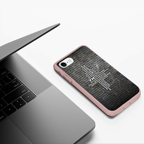 Чехол iPhone 7/8 матовый Облако тегов: черный / 3D-Светло-розовый – фото 3