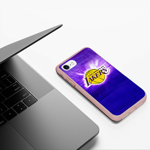 Чехол iPhone 7/8 матовый Los Angeles Lakers / 3D-Светло-розовый – фото 3