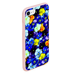 Чехол iPhone 7/8 матовый Синие цветы, цвет: 3D-светло-розовый — фото 2