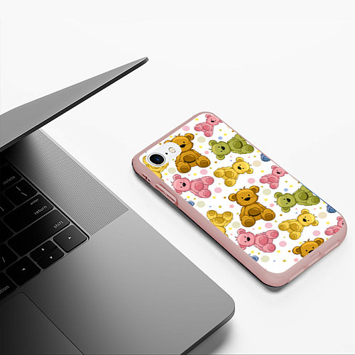 Чехол iPhone 7/8 матовый Любимые медвежата / 3D-Светло-розовый – фото 3