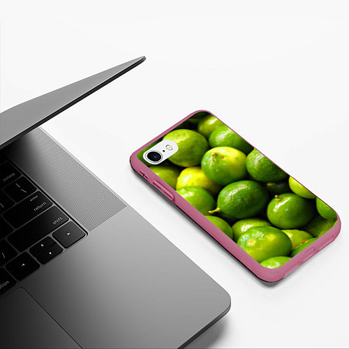 Чехол iPhone 7/8 матовый Лаймовая / 3D-Малиновый – фото 3