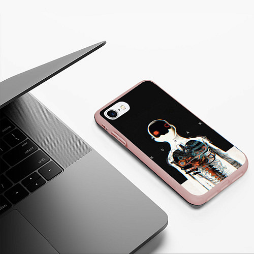 Чехол iPhone 7/8 матовый Three Days Grace: Skeleton / 3D-Светло-розовый – фото 3