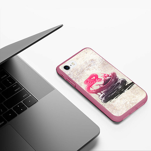 Чехол iPhone 7/8 матовый Three Days Grace: Acid snake / 3D-Малиновый – фото 3