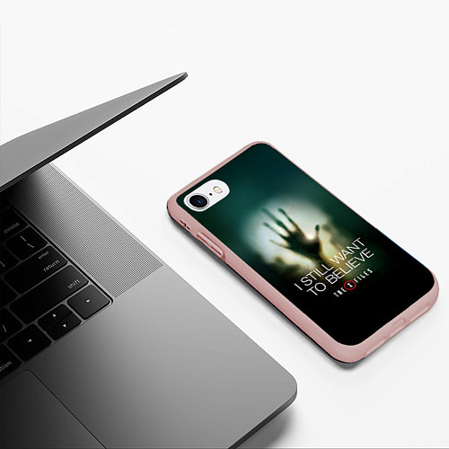 Чехол iPhone 7/8 матовый X-files: Alien hand / 3D-Светло-розовый – фото 3