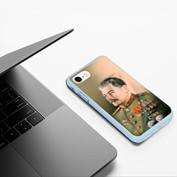 Чехол iPhone 7/8 матовый Иосиф Сталин цвета 3D-голубой — фото 2