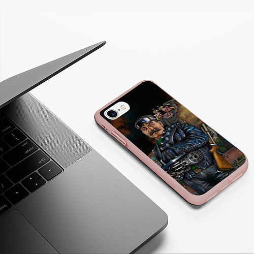 Чехол iPhone 7/8 матовый Сталин военный / 3D-Светло-розовый – фото 3