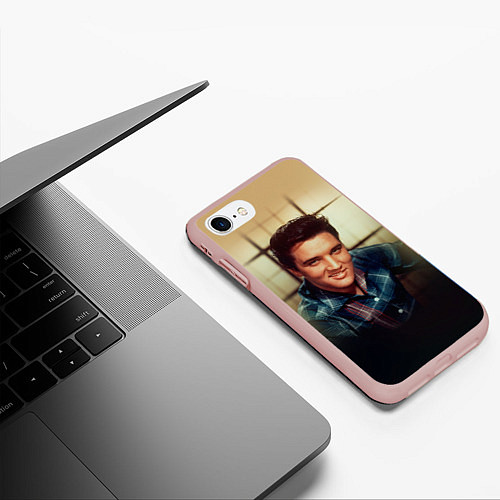 Чехол iPhone 7/8 матовый Элвис Пресли / 3D-Светло-розовый – фото 3