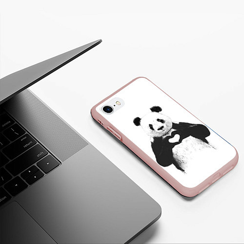 Чехол iPhone 7/8 матовый Panda Love / 3D-Светло-розовый – фото 3