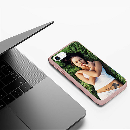 Чехол iPhone 7/8 матовый Анджелина Джоли / 3D-Светло-розовый – фото 3