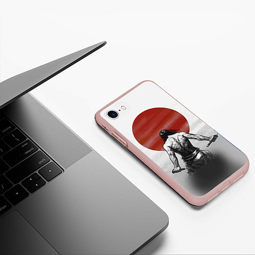 Чехол iPhone 7/8 матовый Ярость самурая / 3D-Светло-розовый – фото 3