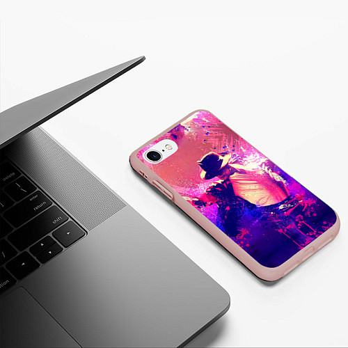 Чехол iPhone 7/8 матовый Michael Jackson: Moon / 3D-Светло-розовый – фото 3