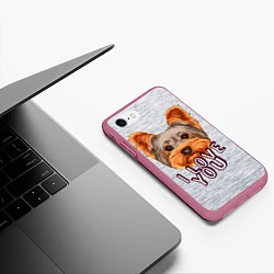 Чехол iPhone 7/8 матовый Йоркширский терьер, цвет: 3D-малиновый — фото 2