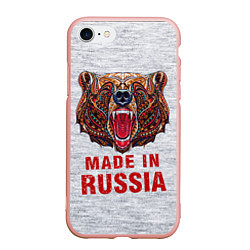 Чехол iPhone 7/8 матовый Bear: Made in Russia, цвет: 3D-светло-розовый