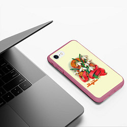 Чехол iPhone 7/8 матовый Подснежники, цвет: 3D-малиновый — фото 2