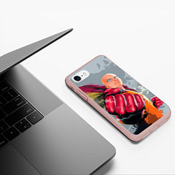 Чехол iPhone 7/8 матовый One Punch Man Fist, цвет: 3D-светло-розовый — фото 2