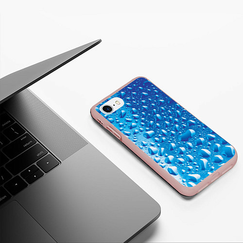 Чехол iPhone 7/8 матовый Капли воды / 3D-Светло-розовый – фото 3