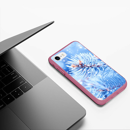 Чехол iPhone 7/8 матовый Снежные иголки / 3D-Малиновый – фото 3