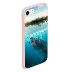Чехол iPhone 7/8 матовый Рыбалка на спиннинг, цвет: 3D-светло-розовый — фото 2