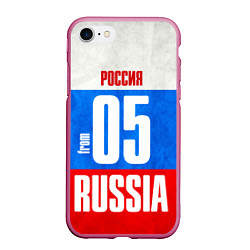 Чехол iPhone 7/8 матовый Russia: from 05, цвет: 3D-малиновый