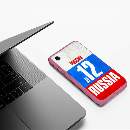 Чехол iPhone 7/8 матовый Russia: from 12 / 3D-Малиновый – фото 3