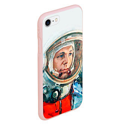 Чехол iPhone 7/8 матовый Гагарин в полете, цвет: 3D-светло-розовый — фото 2