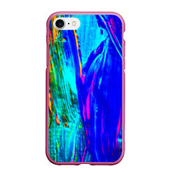 Чехол iPhone 7/8 матовый Разводы красок, цвет: 3D-малиновый