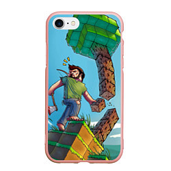 Чехол iPhone 7/8 матовый Minecraft Woodcutter, цвет: 3D-светло-розовый