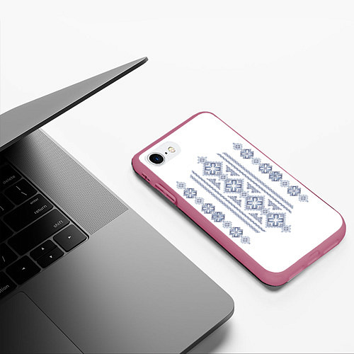 Чехол iPhone 7/8 матовый Вышивка 24 / 3D-Малиновый – фото 3