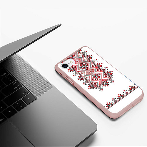 Чехол iPhone 7/8 матовый Вышивка 41 / 3D-Светло-розовый – фото 3