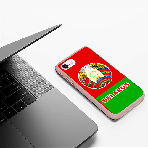 Чехол iPhone 7/8 матовый Belarus Patriot / 3D-Светло-розовый – фото 3