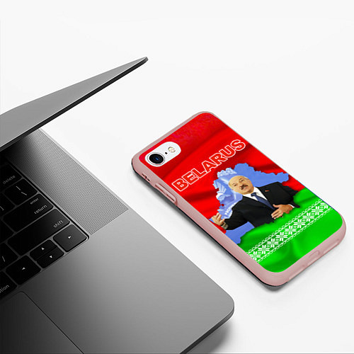 Чехол iPhone 7/8 матовый Беларусь - Александр Лукашенко / 3D-Светло-розовый – фото 3