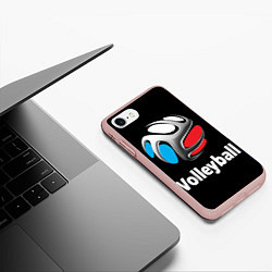 Чехол iPhone 7/8 матовый Волейбольный мяч российский триколор, цвет: 3D-светло-розовый — фото 2