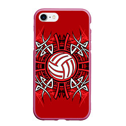 Чехол iPhone 7/8 матовый Волейбол 34, цвет: 3D-малиновый