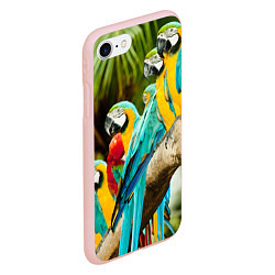 Чехол iPhone 7/8 матовый Попугаи на ветке, цвет: 3D-светло-розовый — фото 2