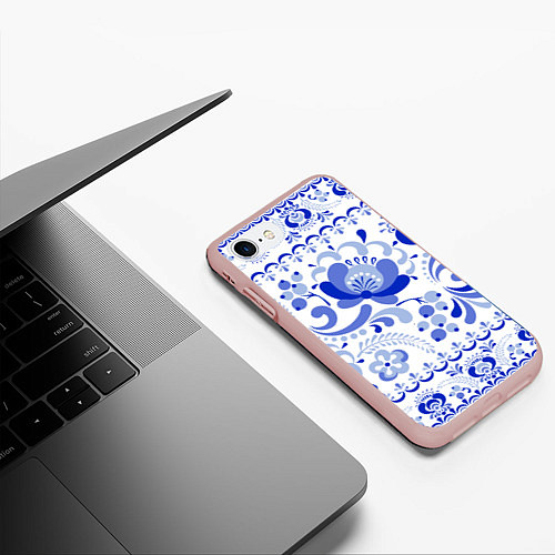 Чехол iPhone 7/8 матовый Гжель 2 / 3D-Светло-розовый – фото 3