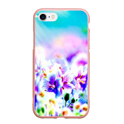 Чехол iPhone 7/8 матовый Цветочное поле, цвет: 3D-светло-розовый