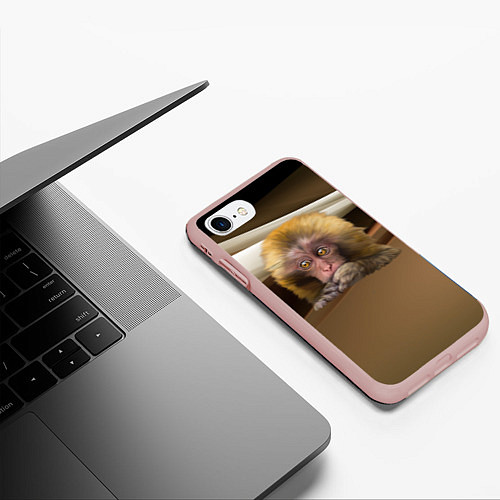 Чехол iPhone 7/8 матовый Мартышка / 3D-Светло-розовый – фото 3