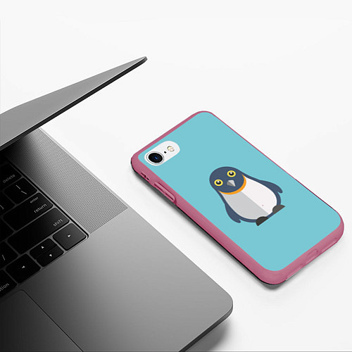 Чехол iPhone 7/8 матовый Пингвин / 3D-Малиновый – фото 3
