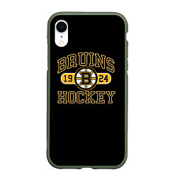 Чехол iPhone XR матовый Boston Bruins: Est.1924 цвета 3D-темно-зеленый — фото 1