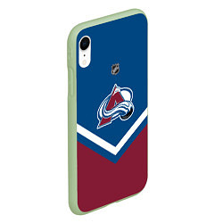 Чехол iPhone XR матовый NHL: Colorado Avalanche, цвет: 3D-салатовый — фото 2