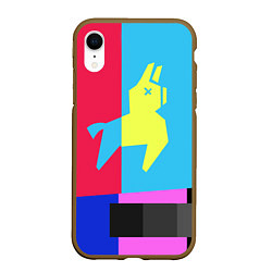 Чехол iPhone XR матовый Цветная Лама, цвет: 3D-коричневый