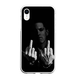 Чехол iPhone XR матовый Eminem Fuck, цвет: 3D-белый