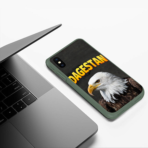 Чехол iPhone XS Max матовый Dagestan Eagle / 3D-Темно-зеленый – фото 3