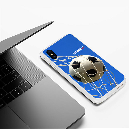 Чехол iPhone XS Max матовый Футбол - гол / 3D-Белый – фото 3