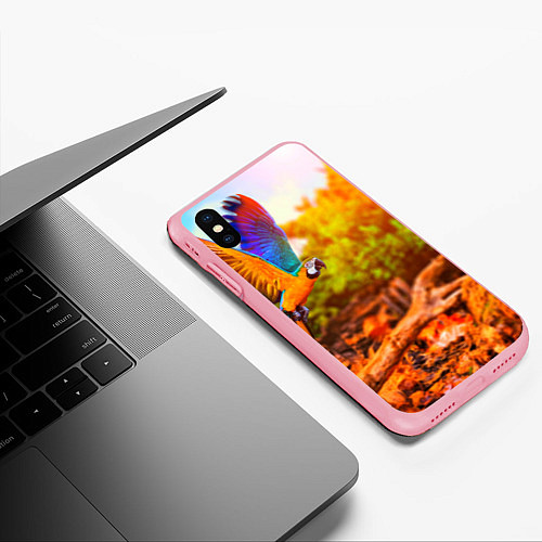 Чехол iPhone XS Max матовый Взмах попугая / 3D-Баблгам – фото 3
