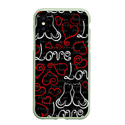 Чехол iPhone XS Max матовый Meow Love, цвет: 3D-салатовый