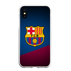 Чехол iPhone XS Max матовый FCB Barcelona, цвет: 3D-белый