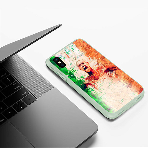 Чехол iPhone XS Max матовый Conor McGregor: Ireland / 3D-Салатовый – фото 3
