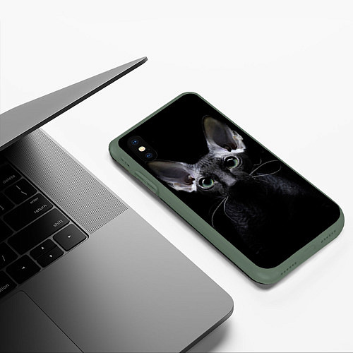 Чехол iPhone XS Max матовый Сфинкс 2 / 3D-Темно-зеленый – фото 3